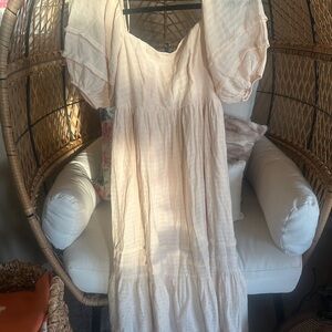 Vici Cream Ruffle Sleeve Dress